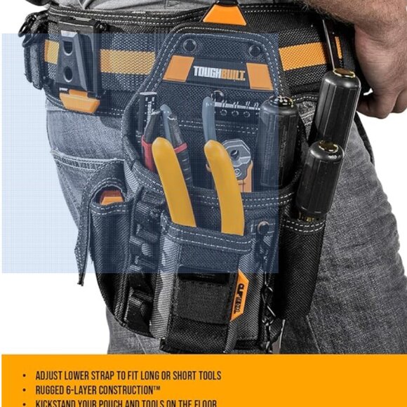 TOUGHBUILT TB-CT-34 Small Electrician's  Tool Belt Pouch Utility Waist Bag - Picture 3 of 4